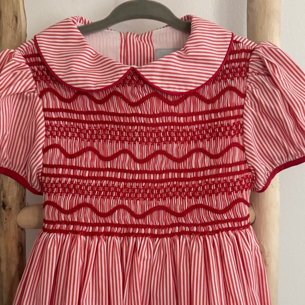 Lallie Alexis Red and White Striped Smocked Dress - Picture 4 of 11